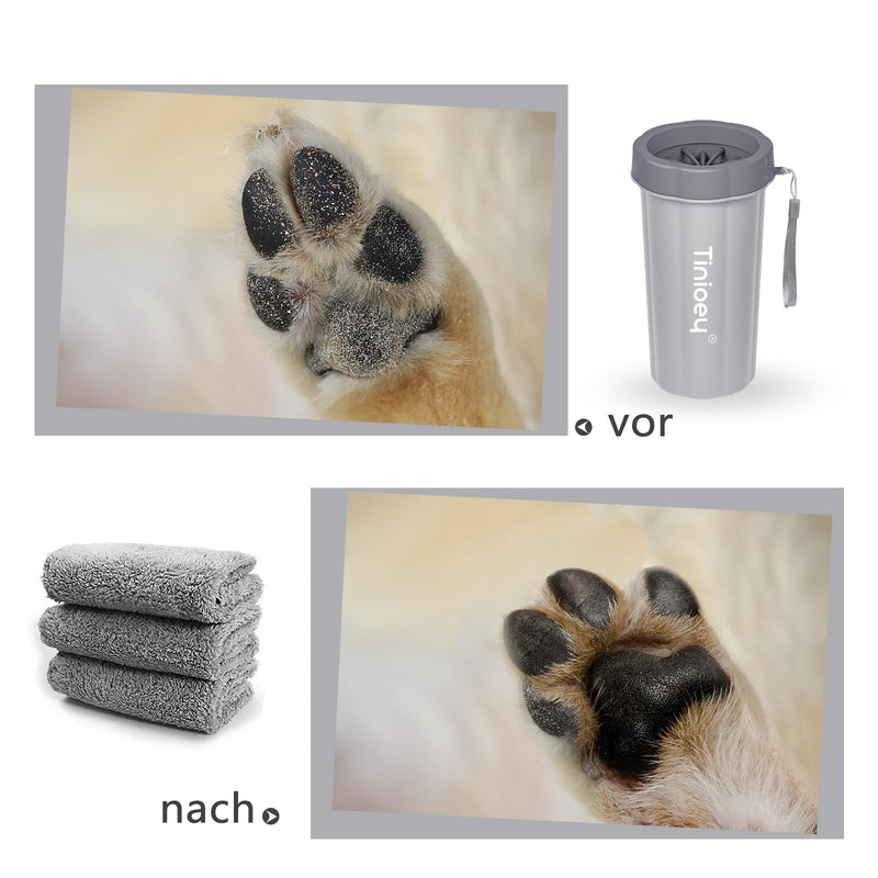 Tinioey® Paw Cleaner for Large Dogs | Dog paw cleaner | Incl. 3 dog towels | Dog paw cleaner | Dog accessories for large dogs | Dog things | Size L Large Grey - BeesActive Australia