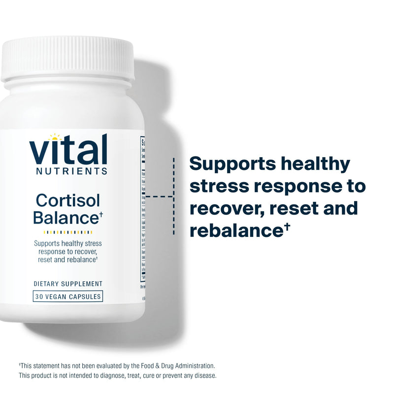 Vital Nutrients Cortisol Balance | Vegan Adrenal Support Supplements | Cortisol Manager Supports Energy & Stress Levels | Ashwagandha & Magnesium for Relaxation | Gluten, Dairy, Soy Free | 30 Capsules 30 Count (Pack of 1)
