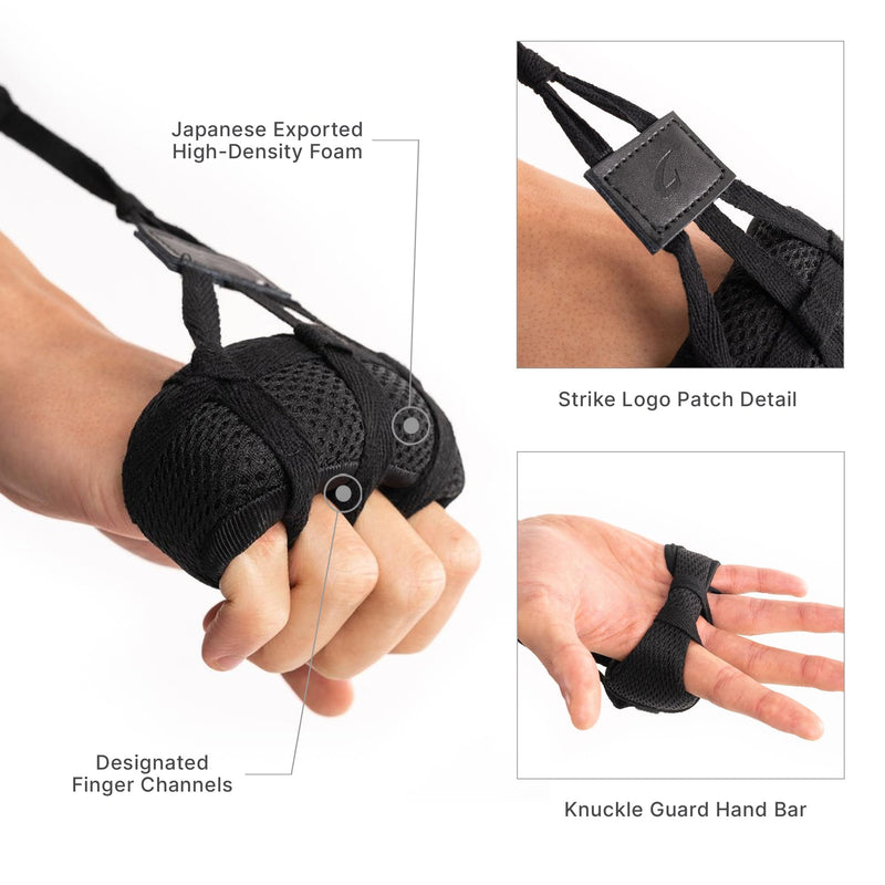BOXRAW Knuckle Guards for Boxing- Left & Right Pads with Japanese Foam - Hand Guard for Protection - Includes Wash Bag Medium Black