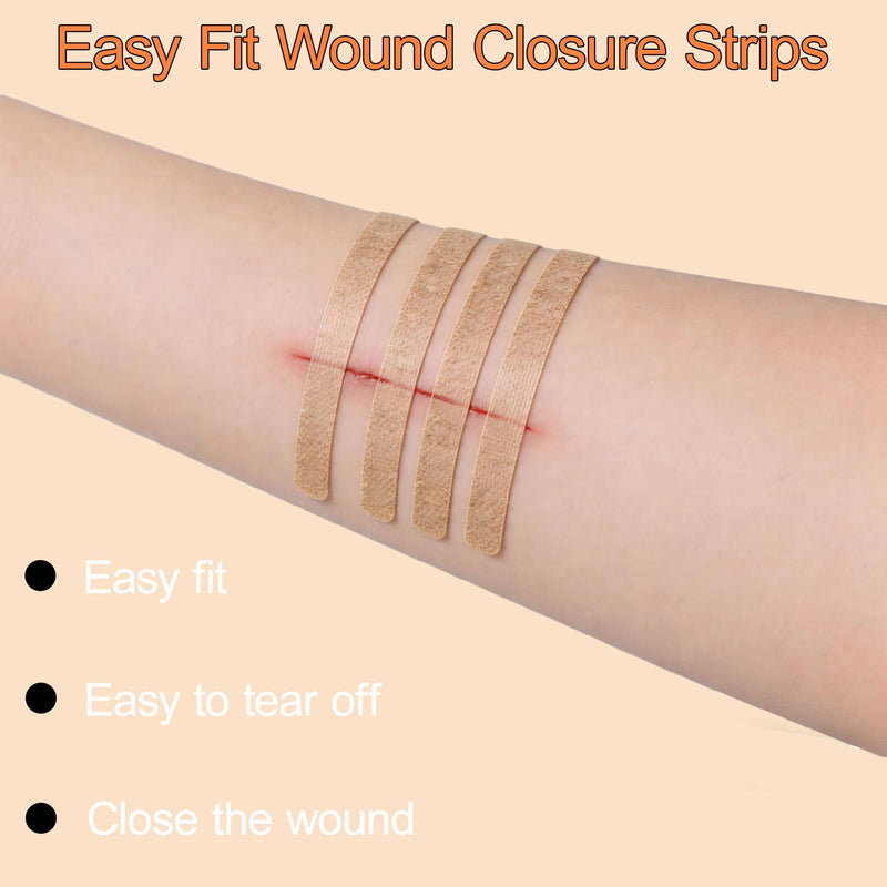 Sterile Strip Wound Closure Strips, 1/4" x 4" Adhesive Skin Closures, Breathable Non-Woven Laceration Closure Kit for Emergency Wound Care, Minor Cuts & Scars Reduction (20pcs(Skin Color)) 20pcs(skin color)