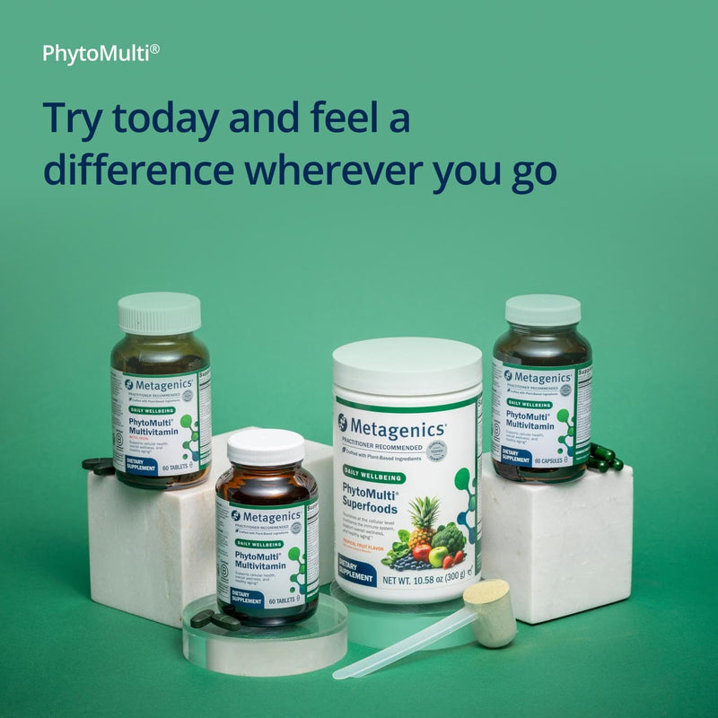 Metagenics PhytoMulti with Iron, Iron Bisglycinate 18 mg, 60 Tablets | Daily Multivitamin for Men and Women with Phytonutrients, Methylfolate, Vitamins A-K, Zinc and B6, Iron Bisglycinate 18 mg