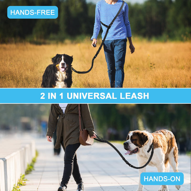 Philorn Hands Free Dog Leash, Crossbody Dog Leash, 6.9-8.9 Ft Multifunctional Waist Walking Belt with Car Safety Buckle for Large and Medium Dogs Jogging,Running,Training (Black, 25-120 lbs) Black - BeesActive Australia