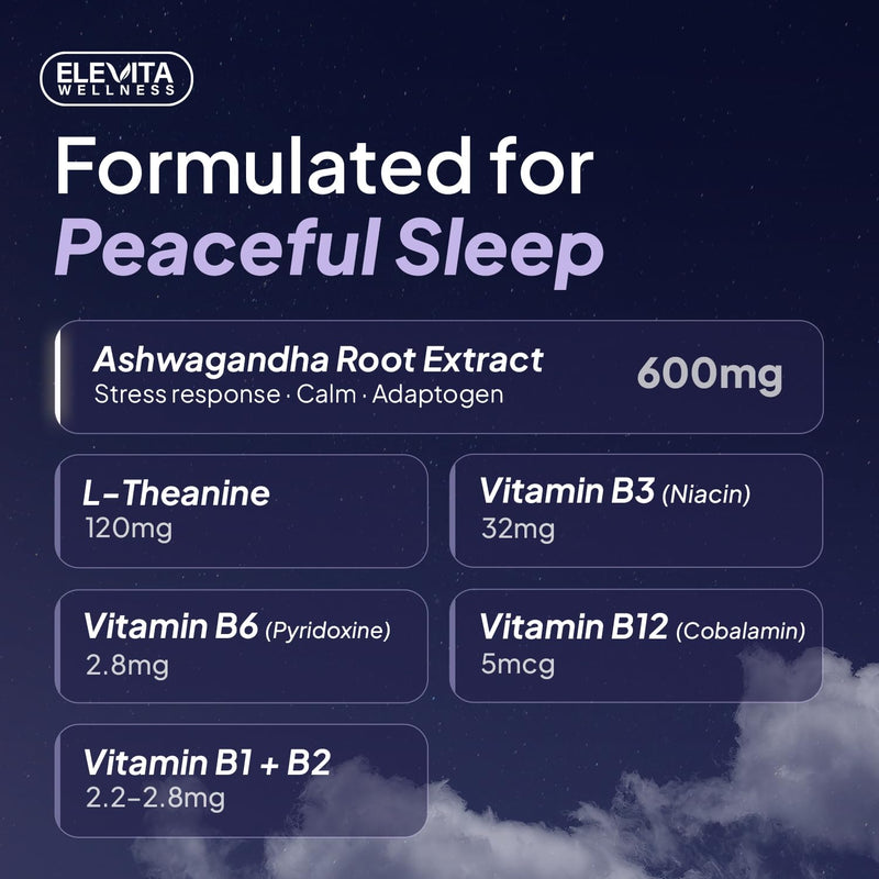 Sleep Supplement Capsules with Ashwagandha, L-Theanine & B Vitamins | Supports Natural Sleep | 60 Capsules