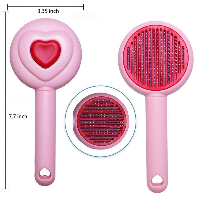 Pet Beauty Hair Removal Comb Cat Brush - One click Release Care Cat Comb Dog Hair Removal Brush - Suitable for long and short hair opening comb - Remove loose and falling hair (Pink) Pink - BeesActive Australia