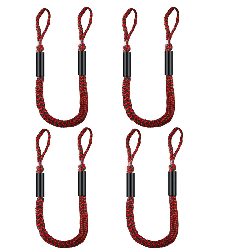 Bungee Dock Lines for Boat Shock Absorb Dock Tie Mooring Rope Boat Accessories 4-5.5 ft,4Pack (Black&Red) Black&Red - BeesActive Australia