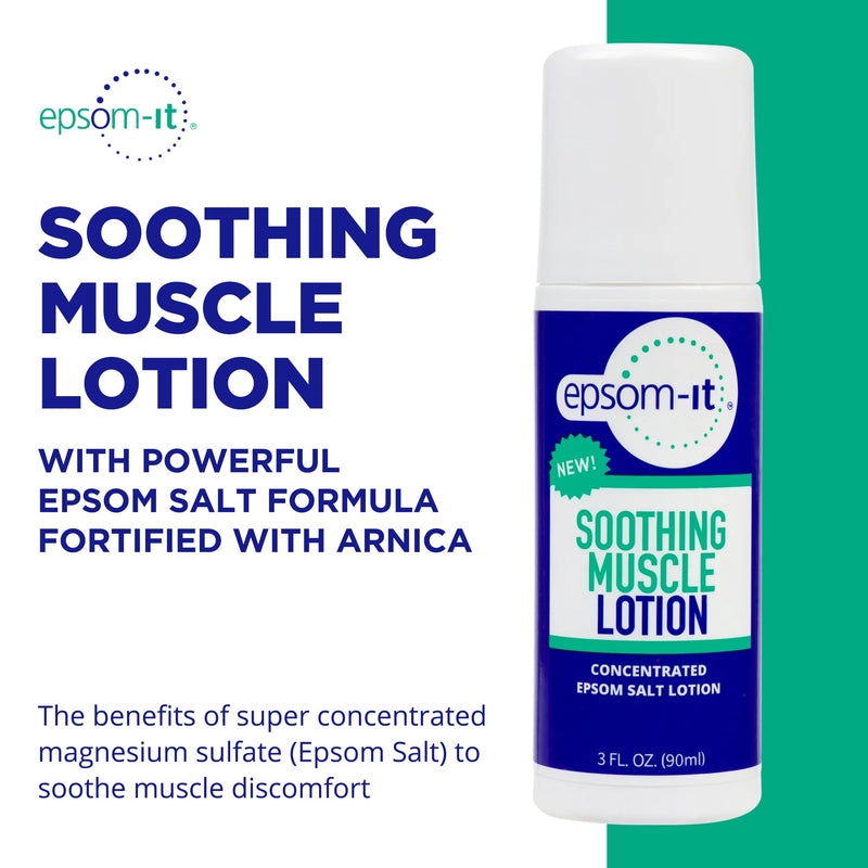 Epsom-It Soothing Muscle Lotion - Roll On Epsom Salt Lotion with Arnica for Muscle Stiffness, Leg, Knees and Feet Discomfort, Topical Magnesium Cream, 3oz 3 Fl Oz (Pack of 1)