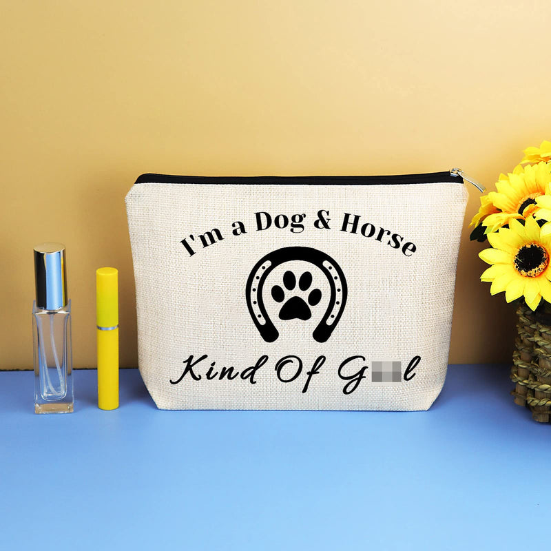 Dog and Horse Gifts for Women Makeup Bag Dog Lover Gifts Horse Lover Gift Country Travel Cosmetic Bag Paw Horseshoe Gift Equestrian Gift Birthday Christmas Gift for Dog Horse Lover Friend Sister 629 Dog and Horse - BeesActive Australia