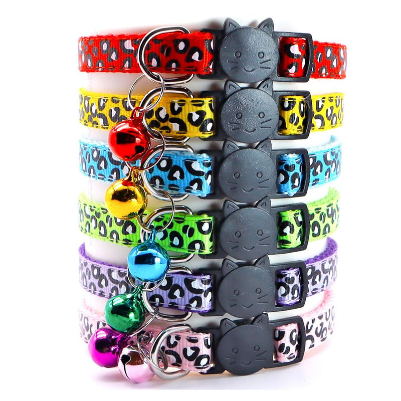 Reflective 2 Pack Breakaway Cat Collars with Bell Leopard Pattern Cute Kitty Adjustable 7.5-12.5 Inch Safe Kitten Collars Charms (Green) Green - BeesActive Australia