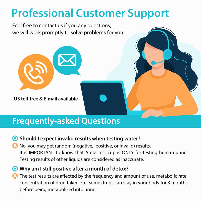 Areta Multi-Drug Test Cup: at Home Urine Drug Tests Kits, Testing for AMP/BZO/COC/THC/MET/MOR/BAR/MDMA/PCP/MTD, Built-in Drug Test Strips Including Sensitive Marijuana Drug Test, #ACDOA2-3104 1Pack 1 Count - BeesActive Australia