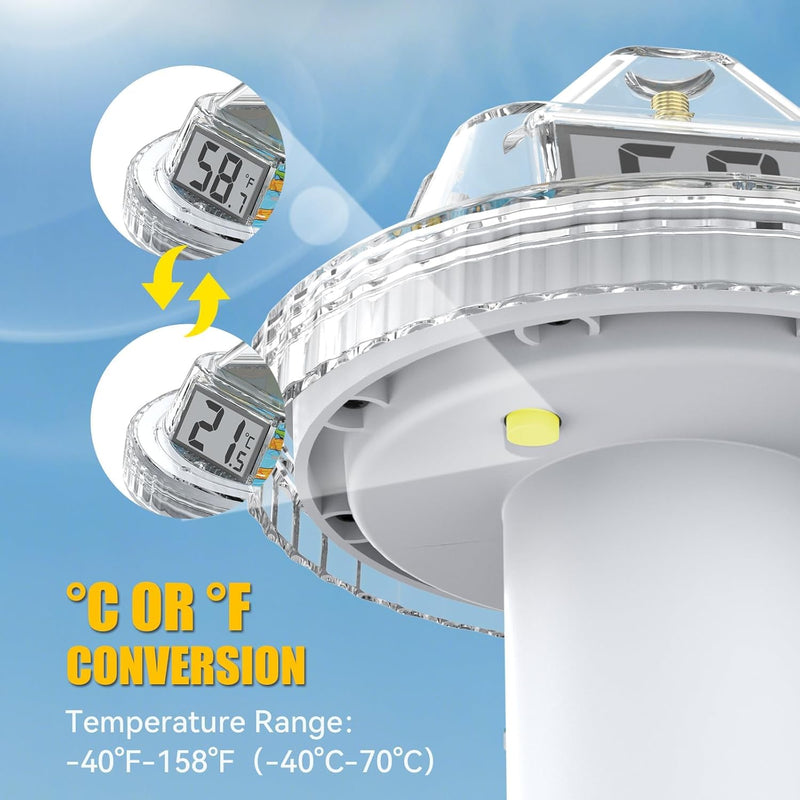 BaldrTherm Pool Thermometer Digital Floating Easy Read, Anti-Fog 360° Reading, IPX7 Water Temperature Monitor for Hot Tub/Ice Bath/Swimming Pool/SPA/Aquarium/Pond White 1pack - BeesActive Australia