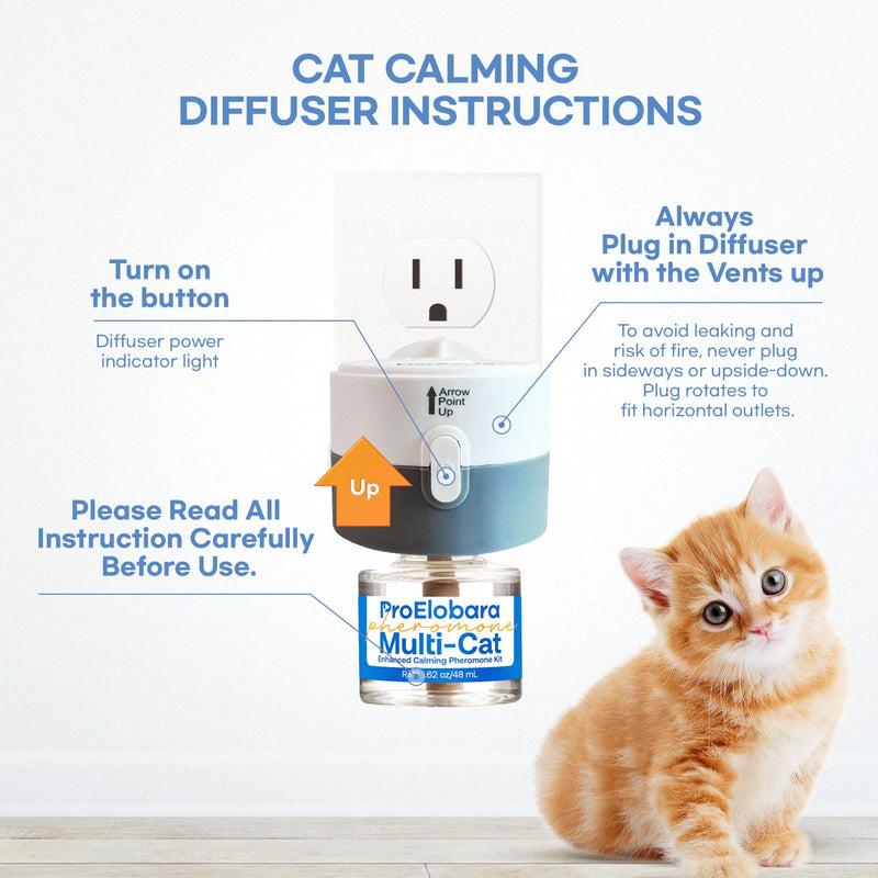 ProElobara Cat Calming Pheromones Diffuser: Cat Calming Pheromones Diffusers for Multicat - Reduces Stress and Anxiety with Calming Pheromones - Helps Control Bad Behavior with Calm Pheromones 60 Day BlueB - BeesActive Australia