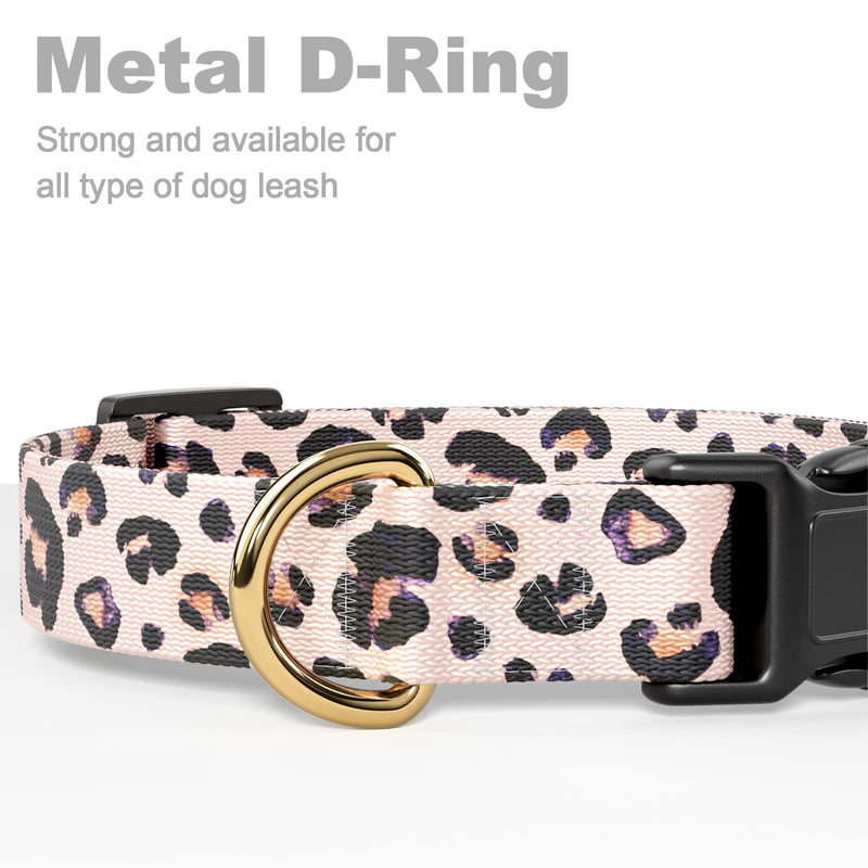 Rnivvi Dog Collar, Personalized Adjustable Dog Collar for Large Dogs, Cute Leopard Puppy Collar for Boy and Girl Dogs, Soft Heavy Duty Pet Collars with Quick Release Buckle for Walking Running, Pink Pink Leopard L (Neck 16-24", Width 1") - BeesActive Australia