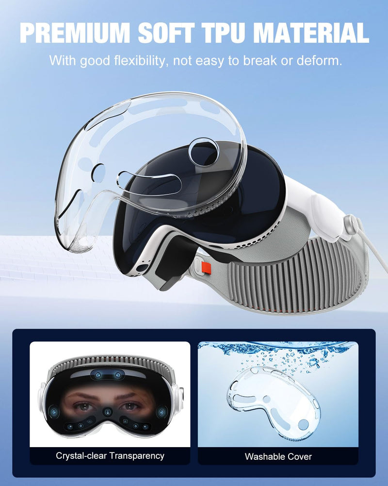 MoKo Protective Case Compatible with Apple Vision Pro, AR Clear TPU Cover Case for Vision Pro VR Headset Accessories, Shockproof Bumpers, Protective Cover MR Accessories, Clear - BeesActive Australia