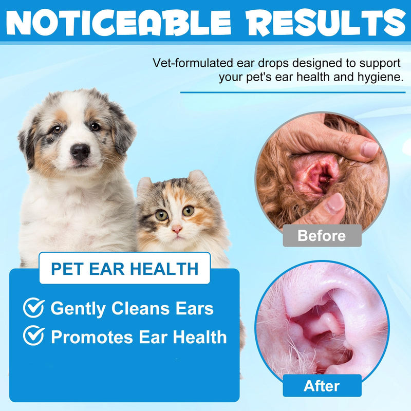 Dog Ear Infection Treatment Drops, with 1% Hydrocortisone, Ear Yeast Infection Treatment for Dogs and Cats, Dog Ear Drops for Yeast Infection, Dog Ear Infection Drops for Itchy Ear Relief 60ml dog ear Infection