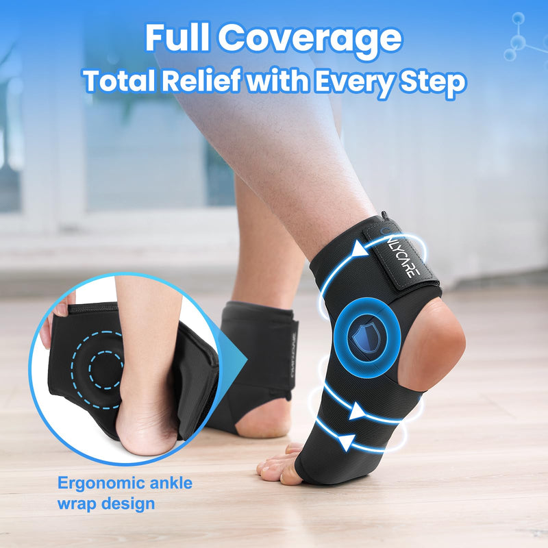ONLYCARE Ankle Ice Pack Wrap for Swelling, Upgraded Gel Ice Pack Reusable, Hot Cold Therapy, Cold Pack for Sprained Ankle Injuries, Achilles Tendonitis, Plantar Fasciitis Black