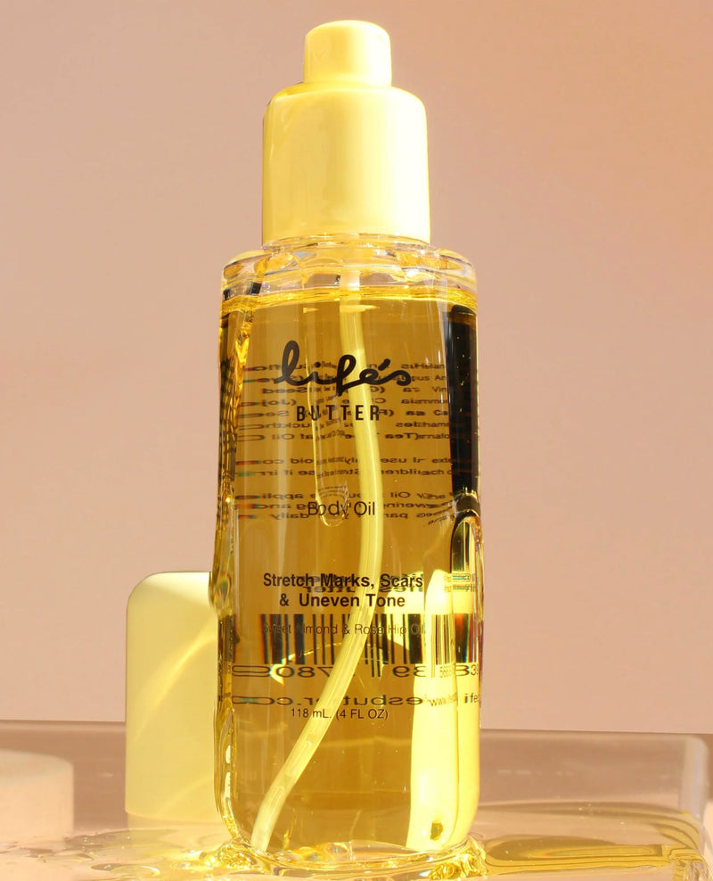 Life’s Butter Body Oil - Hydrating Stretch Mark & Scar Care For All Skin Types - Made in USA, Cruelty-Free, Hypoallergenic -100% Natural & Organic - Jojoba, Sweet Almond & Grapeseed Oils - Smooth Skin
