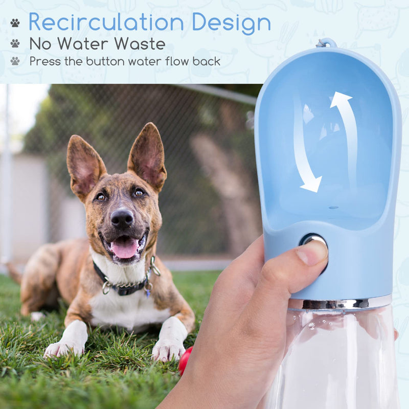 Nobleza Dog Water Bottle, Leak Proof Portable Pet Water Bottle Dispenser BPA-Free Puppy Water Bottle for Outdoor Walking, Hiking, Travel, Food Grade Plastic (12.8oz, Blue) 12.8 OZ - BeesActive Australia