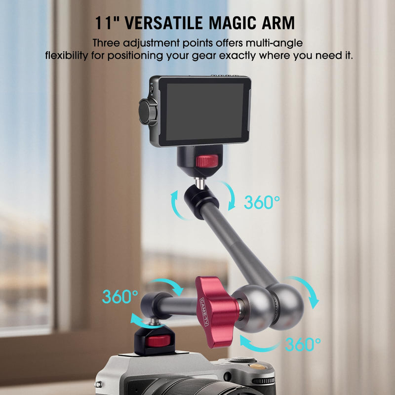 Came-TV 11" Articulating Magic Arm Camera Mount with 360° Ball Heads & 1/4 Screws & Locating Pins, Aluminum Camera Magic Arm Articulating Arm for Monitor Video Light Camera Cage Rig (64002) 11" Magic Arm