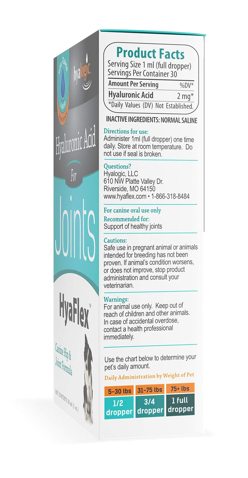 Dog Joint Supplement, Hyalogic Hyaluronic Acid Joint Supplement for Dogs, HyaFlex - 30-60 Day Supply, 1oz HA Canine Joint Support, Cartilage Supplement & Dog Coat Supplement, W/ No Fuss Liquid Dropper Standard Packaging - BeesActive Australia