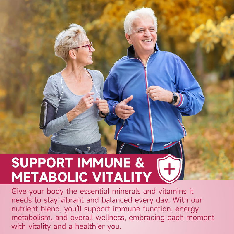 Iron, Zinc, Copper Supplements for Women & Men, Mineral Gummies with Vitamin A, B5, B6, C, D3, B12 for Adults, Kids, Promote Energy, Support Immunity, Bone Health, Sugar Free, Cherry Flavor, 120 Count 60 Count (Pack of 2)
