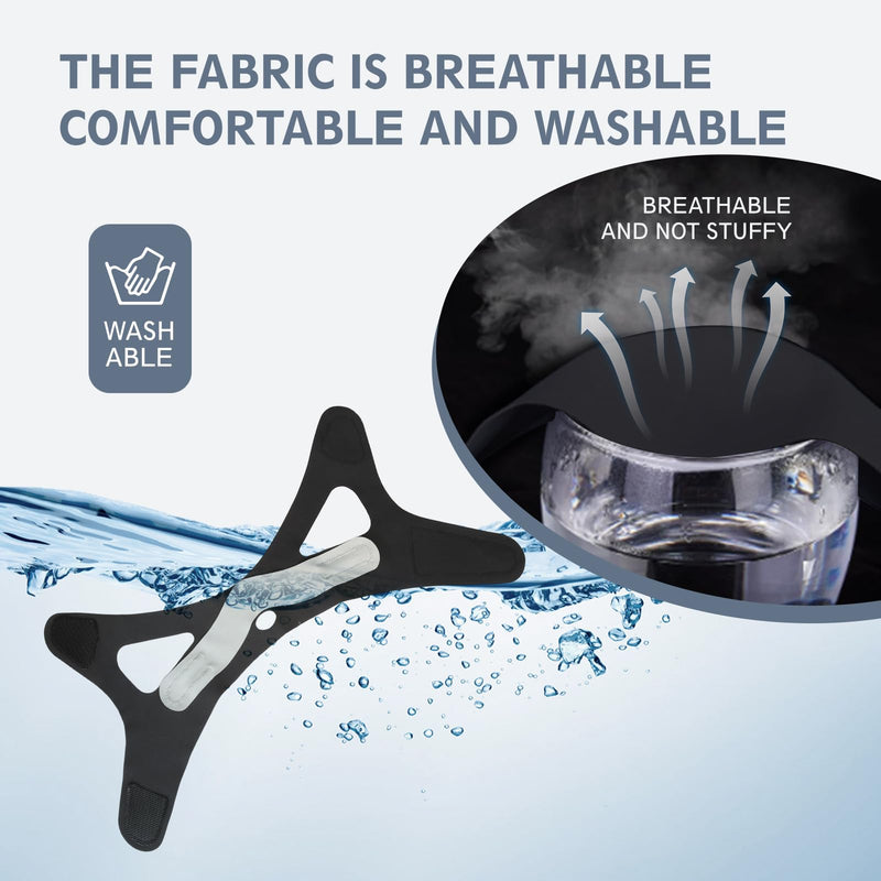 Anti Snoring Chin Strap Adjustable, High Elasticity Traceless Chin Strap for Sleeping, Effective Anti Snoring Device, Snore Stopper Breathable and Durable for Adult, Black