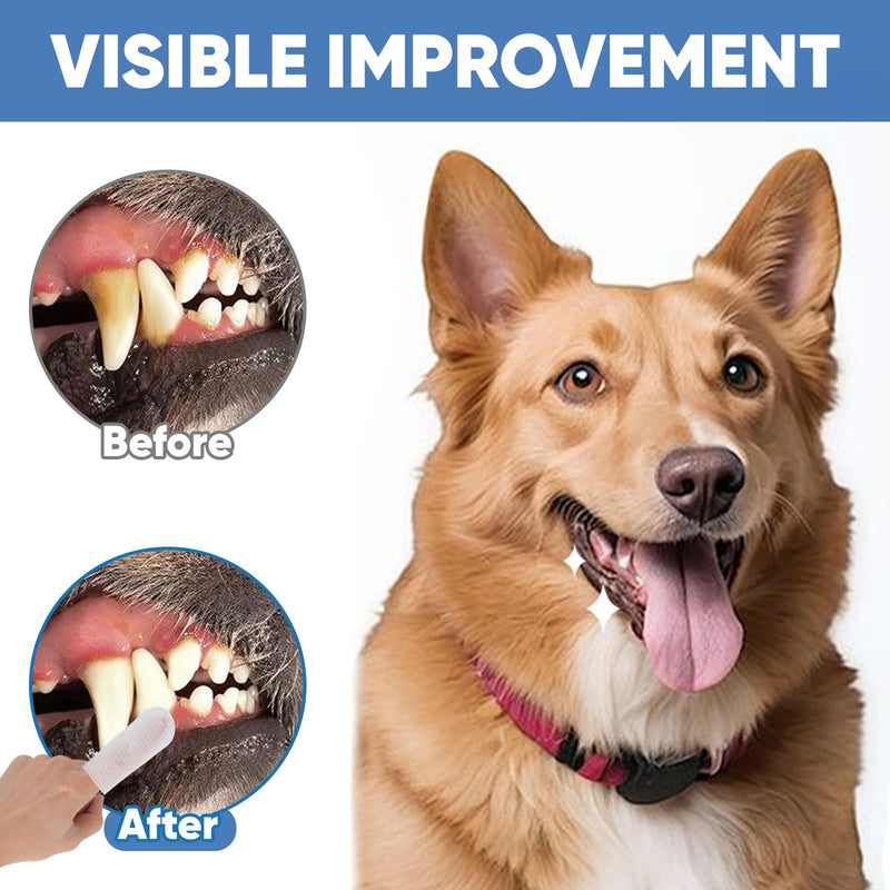 Dog Teeth Cleaning Wipes, 2 Pack Pet Dental Finger Wipes for Dogs & Cats, Convenient Remove Plaque and Tartar & Freshens Breath Dog Dental Teeth Wipes (60pcs x2) - PawsPlanet Australia