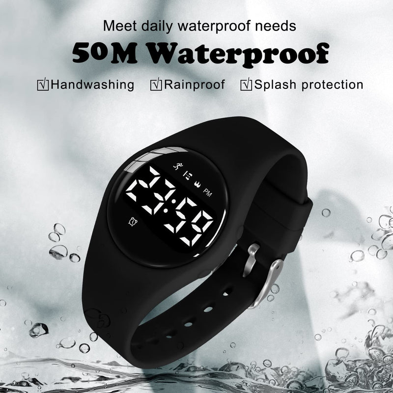BEN NEVIS Kids Watch, Digital Watch for Boys Girls, Sport Watch with Fitness Tracker, Alarm Clock, Stopwatch, No App and Waterproof, Watch for Kids Ages 5-12 008-Black-F