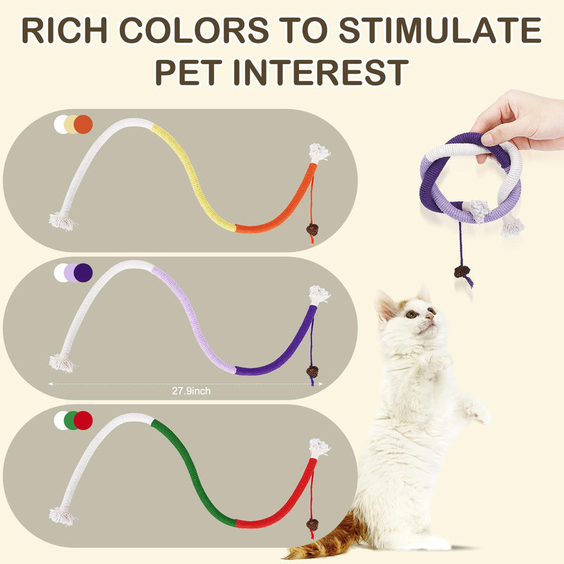 Cat Toys Chew Ropes Toys, 3 Pcs 27.9 Inches Interactive Catnip Toys for Indoor Cats, Kitten Teeth Cleaning Chew Toys for Dental Care - BeesActive Australia