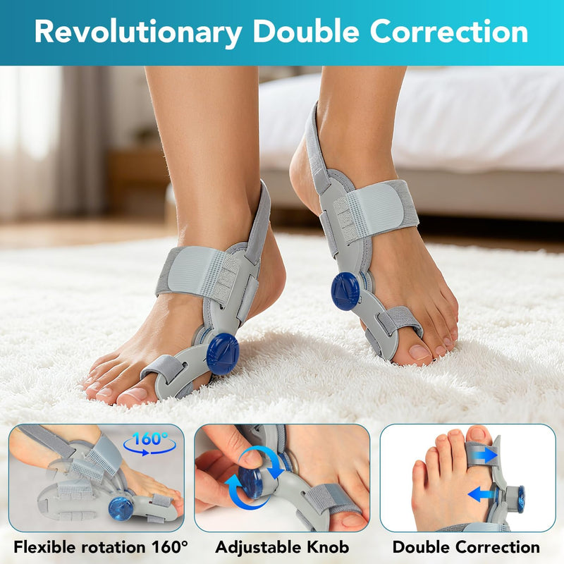 Bunion Corrector for Women & Men Big Toe, Upgraded Big Toe Straightener Bunion Fix with Adjustable Knob, Separator Reliefer with Soft Gel Pad for Left/Right Feet (Gray 1Pcs) Gray1 - BeesActive Australia