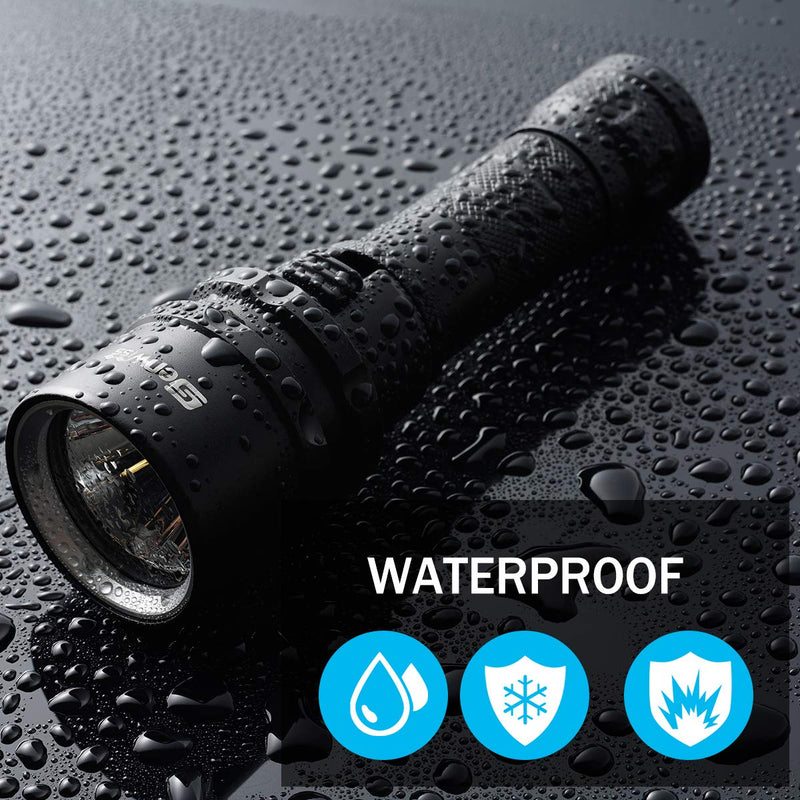 Scuba Diving Flashlight Dive Torch 2000 Lumen Waterproof Underwater XM-L2 LED Submarine Lights Holder with Charger for Under Water Deep Sea Cave at Night GN-T41 - BeesActive Australia