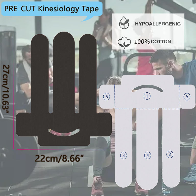 Kinesiology Tape for Shoulder Precut, 12 PCS Shoulder Tape for Pain Relief, Original Cotton Waterproof & Breathable, Enhance Elastic Sports Tape for Pain Support and Muscle Sports(Black) Black-12pc - BeesActive Australia