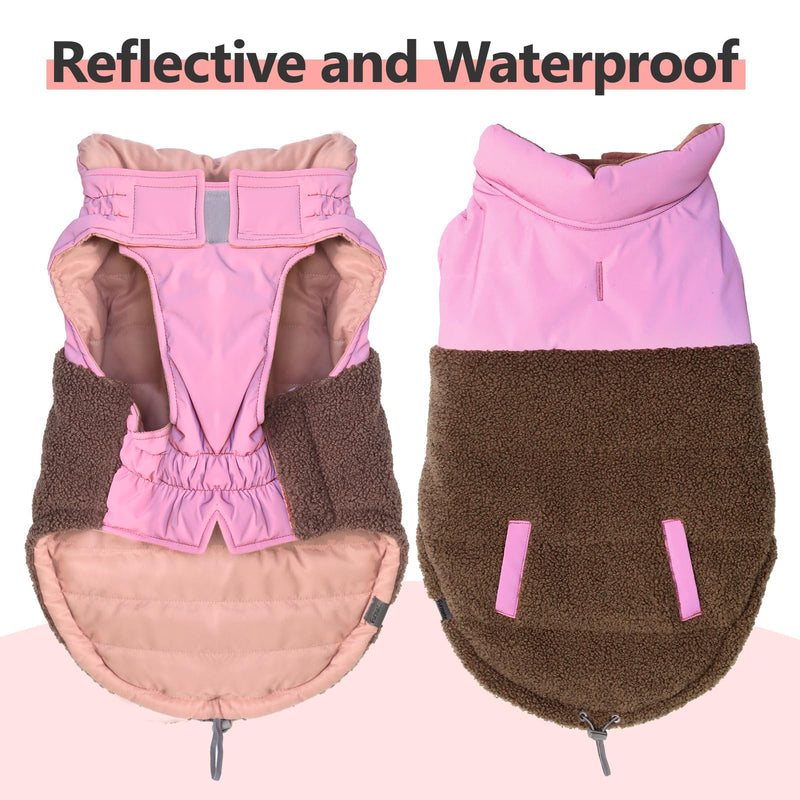 Dog Coat, Reversible Dual Waterproof Dog Jacket Reflective Dog Winter Coat,Warm Dog Cold Weather Coats Snow Jacket Vest,Dog Clothes with Adjustable Strap for Small Medium Large Dogs (Pink,3XL) XXX-Large - BeesActive Australia