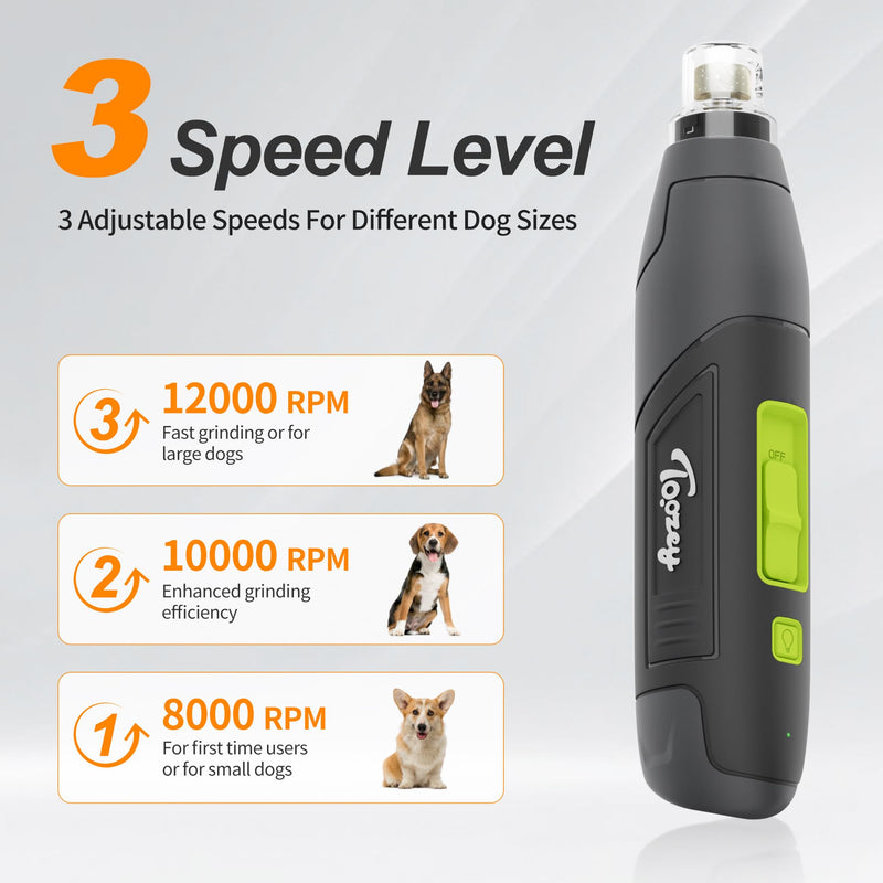 Toozey Dog Claw Grinder, 3 Speed Levels with LED Light, Powerful Electric Claw Grinder for Medium and Large Dogs Yellow - BeesActive Australia