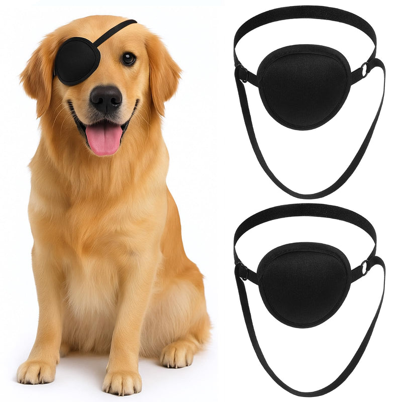 2pcs Eye Patch for Dogs, Adjustable Dog Eye Patch, Soft and Comfortable Eyes Patches, Used for Postoperative Eyes Injuries in Medium and Large Dogs, Black