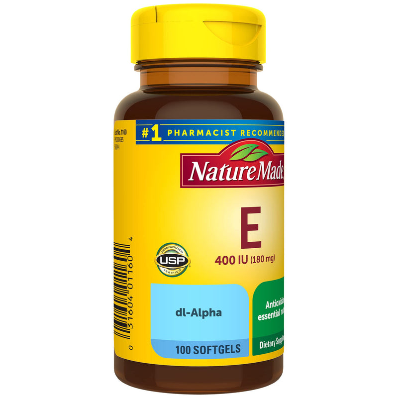 Nature Made Vitamin E 180 mg (400 IU) dl-Alpha, Dietary Supplement for Antioxidant Support, 100 Softgels, 100 Day Supply 100 Count (Pack of 1) - BeesActive Australia