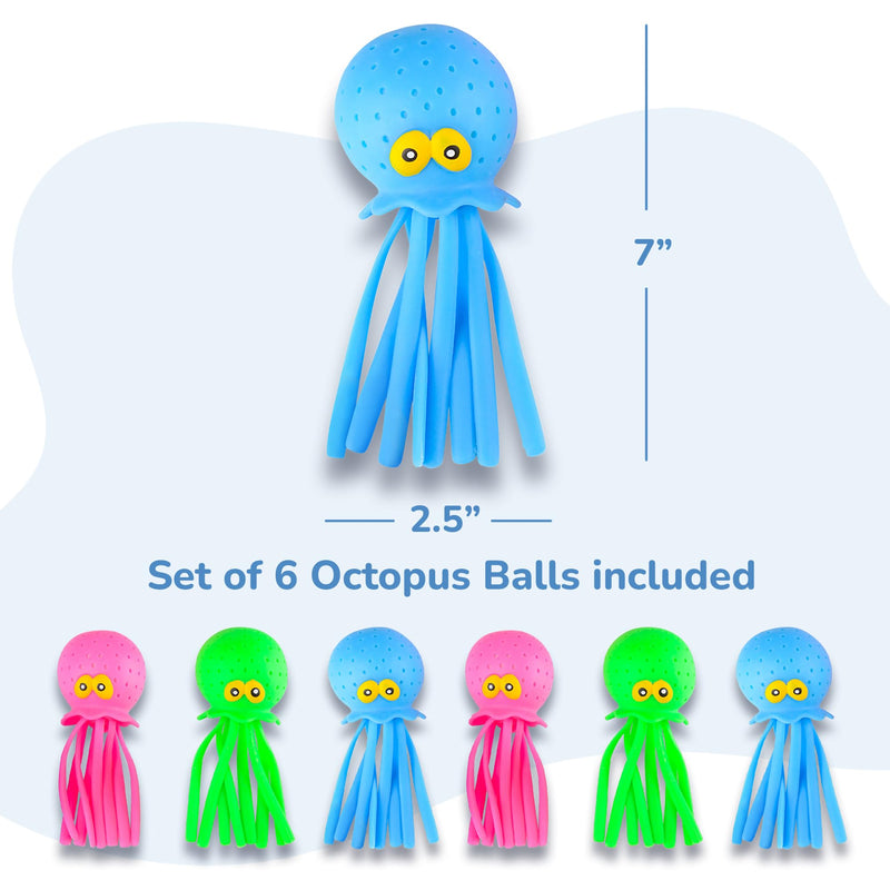 ArtCreativity Octopus Water Balls (Pack of 6), Pool Toys for Toddlers 3-5, Sensory Stress Relief Toy for Kids, Beach Water Toys & Swimming Toy for Toddlers, Cute Goodie Bag Fillers for Boys & Girls 6 Pack