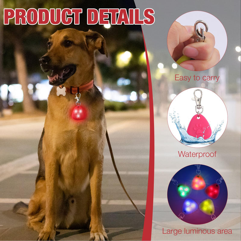 HIULLEN Pack of 6 silicone dog light pendants, flashing light school bag, pet light collar, dog key ring with 3 flashing modes, waterproof safety LED flashing light for dogs, cats, running - BeesActive Australia
