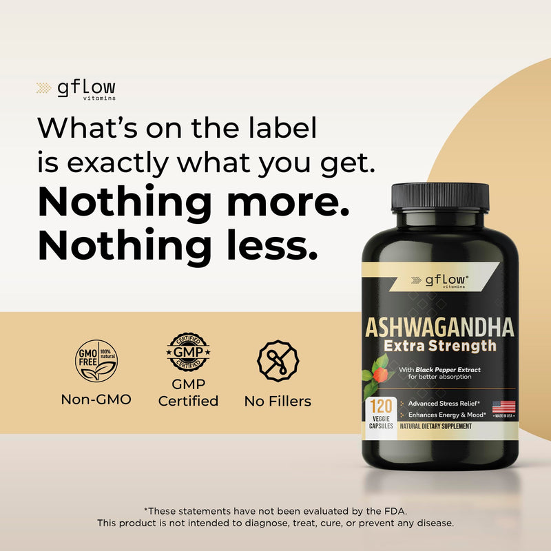 Ashwagandha Supplements for Women and Men | Sleep, Mood and Energy Support | Extra Strength, Vegan Friendly, Non-GMO, Made in USA 120 Count (Pack of 1)