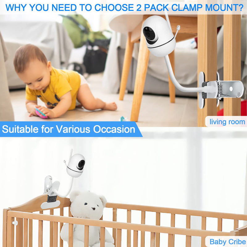 15.7 inches Baby Monitor Mount Compatible with HelloBaby HB65/HB6550/HB6550 pro/HB66/HB248,ANMEATE SM935E Baby Monitor Camera Flexible Clip Clamp Mount Long Gooseneck Arm - BeesActive Australia