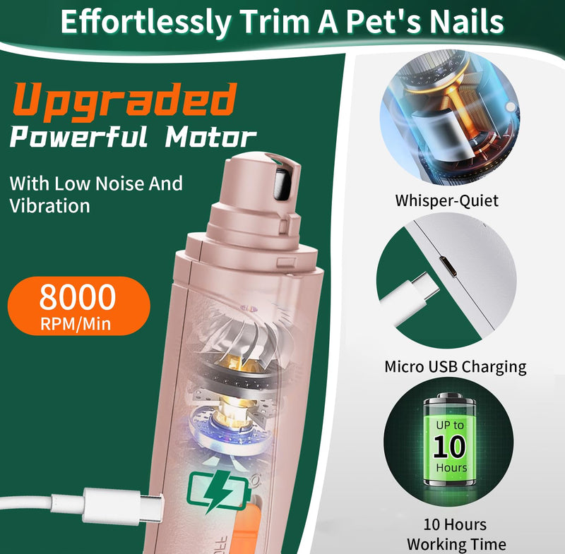 CATPICK 2-in-1 Cat Nail Clippers & Dog Nail Clippers Trimmers for Large Medium Small Dogs Cats Claw Trimmer Quick Sensor and Safety Guard USB Rechargeable with 2 LED Lights Dogs Nail Trimmer Pink 6th Generation