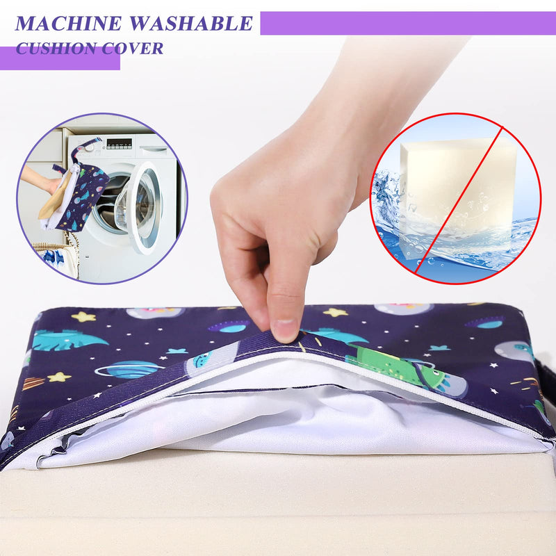 Toddler Booster Seat for Dining Table 45D Cartoon Stronger Support Booster Seat for Dining Table Washable 2 Safer Straps Non-Slip Bottom Portable Booster Chair for Toddlers Kid Baby Eating Travel Home Dark Blue-Dinosaur - BeesActive Australia