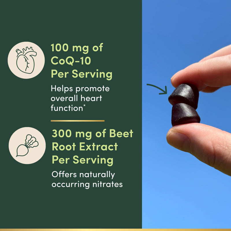 Nature's Bounty Beets & Co Q-10 Gummies for Heart Health, Coenzyme Q10, Beet Root Extract, Supports Healthy Circulation and Heart Function, Cellular Energy Production, Raspberry Flavor, 60 Gummies 60 Count (Pack of 2)