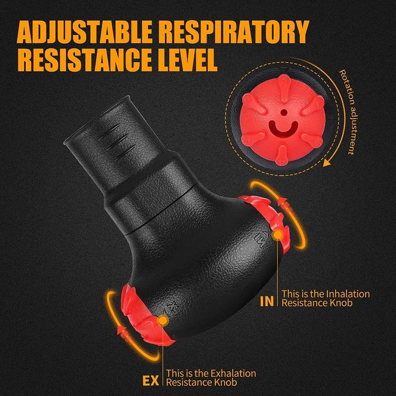Breathing Exercise Device for Lungs with 5 Resistance Levels & 2 Detachable Mouthpieces | Lung Trainer for Natural Respiratory Therapy | Lung Exerciser Device & Breathing Exercise Device Peak - BeesActive Australia