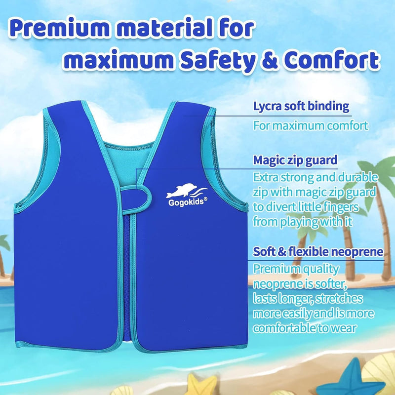 Vine Kids Swim Vest Toddler Learn to Swim Floatation Jackets Training Vest for Boys Girls Blue 5-8 Years - BeesActive Australia