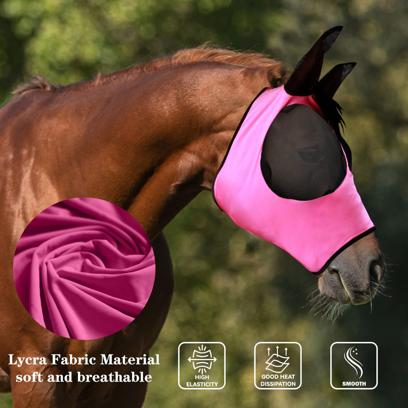 2PCS Horse Fly Mask Horse Supplies Fly Masks for Horses with Ears Soft Fine Mesh with UV Protection, Lycra Fly Masks for Horses with Breathable and Stretchy Fabric, One Size Fits All A-BLUE & PINK Average - BeesActive Australia