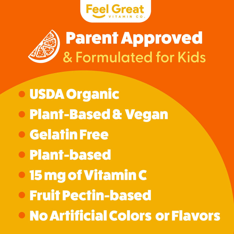 Feel Great Organic Vitamin C Liquid Drops for Kids & Toddlers | Immune Support & Antioxidant Supplement | Easy-to-Take Liquid | USDA Organic, Vegan, Non-GMO, Gluten-Free | 2 fl oz