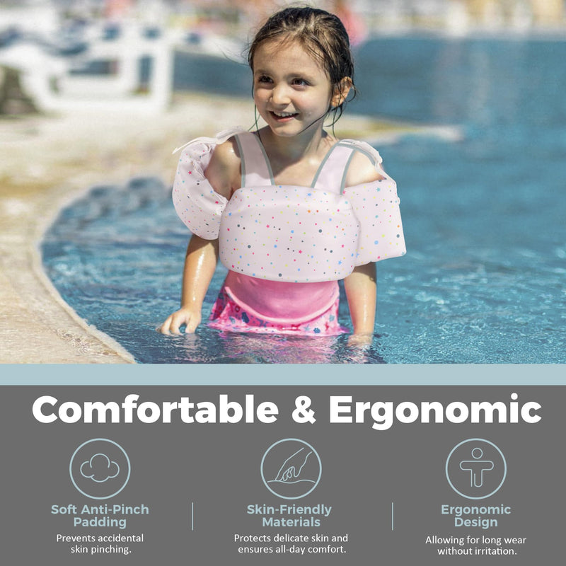 Vvinca Toddler Swim Vest for 22-66 Lbs (2-6 Years) - 3-in-1 Kids Pool Floaties with Removable Arm Bands and Back Float, Adjustable Safety Swim Jacket for Boys and Girls Learning to Swim D-Colorful Dots - BeesActive Australia