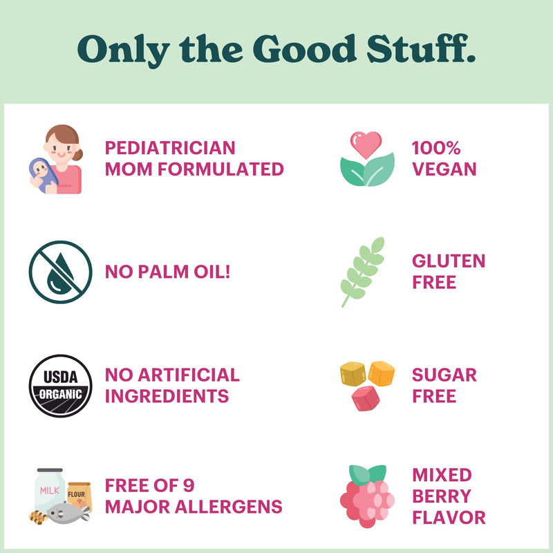Certified Organic Kids & Teens Probiotic Immune Defense - 5 Billion CFUs | Sugar Free, Vegan, Gluten-Free | 14 Probiotic Strains, Prebiotics, Vitamin C & D | 30 Chewable Tablets, Ages 4+
