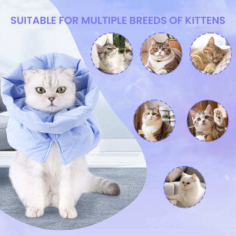 WIYETY Cat recovery collar, neck protection collar for cats, adjustable pet collar, soft cat protective collar, Elizabethan collar, prevent kittens from licking wounds (blue, S) - BeesActive Australia