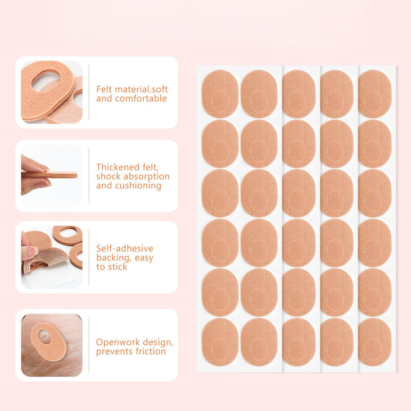 Callus Cushions 1/4" Thick Oval Soft Felt Self Adhesive Callus Corn Pads for Bottom of Foot, Toes,Heel Pain for Men Women Feet Care(48 Pcs,Nude) - BeesActive Australia
